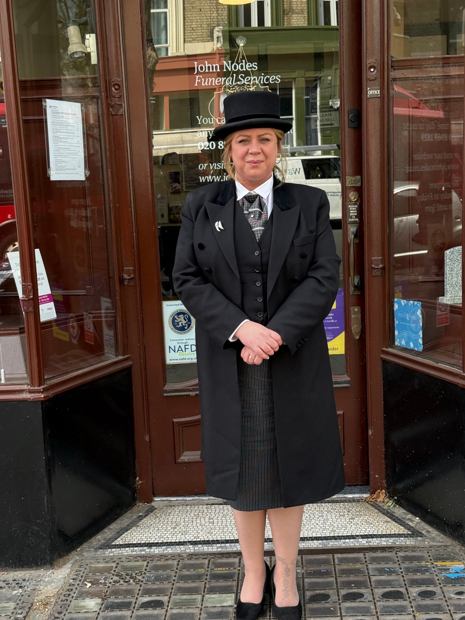 Current undertaker outside the John Nodes Ladbroke Grove branch