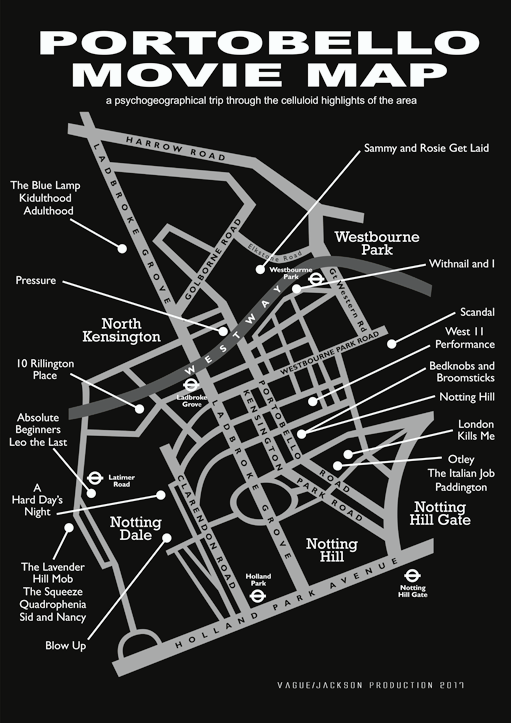 Map-style image of Portobello Road film locations