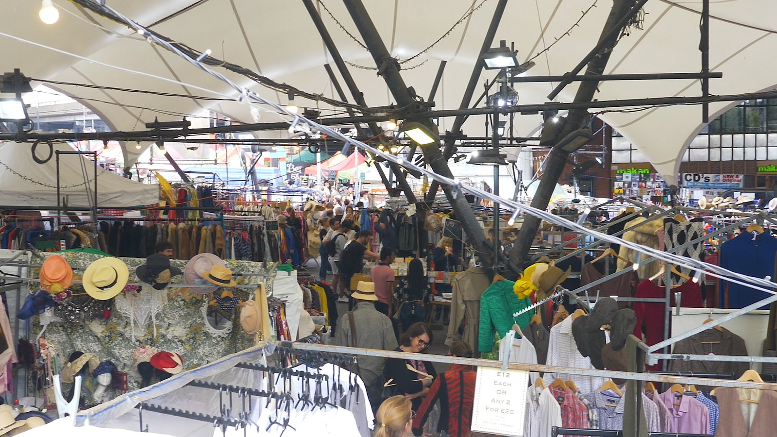 Vintage canopy over market stalls